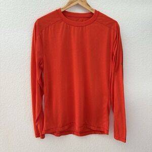 Stio L/S Active Shirt Mens M Orange Hiking Outdoor Baselayer EUC